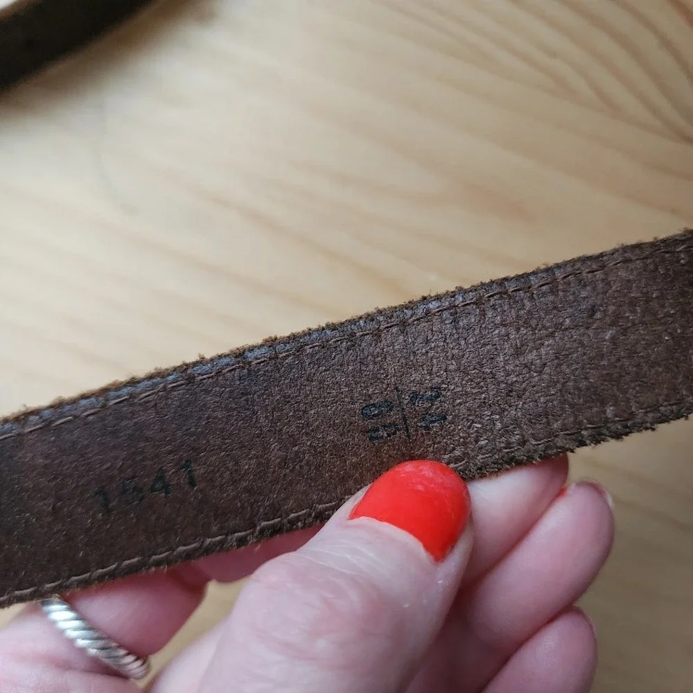 BANANA REPUBLIC 80s English Saddle Leather Belt Western Ranger Silver